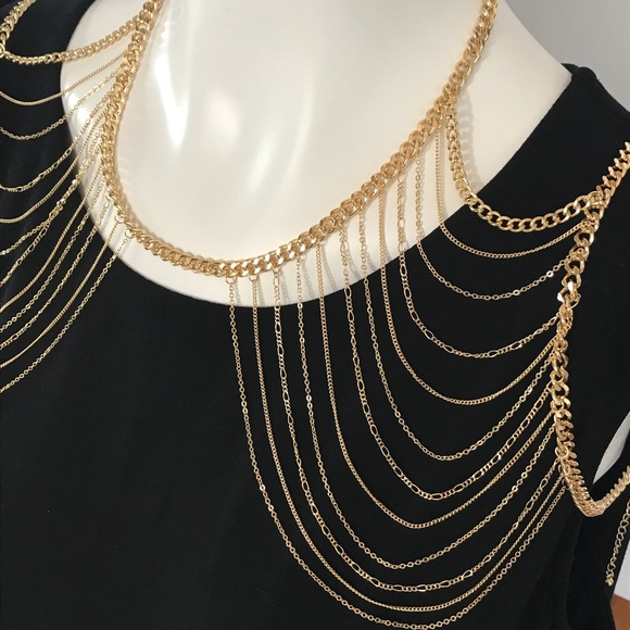 Necklace gold body chain layered boutique jewelry - Picture 2 of 6